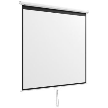 HOMCOM Pantalla de Proyección Portátil 99 Pulgadas Formato 1:1 para Interior y Exterior Cine en Casa Patio 178x178 cm Blanco   Aosom España