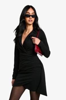Vestido Americana Cruzado Entallado, Negro