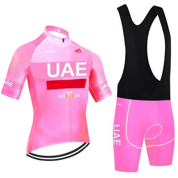 Conjunto de Ropa de Ciclismo profesional para hombre y mujer, Maillot y pantalones cortos del equipo ITALIA UAE, color rosa, novedad de verano