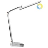 lampara led de escritorio moderna despacho 3 modos de temperatura regulador cargador inalambrico pantalla ajustable material sintetico blanco caroy