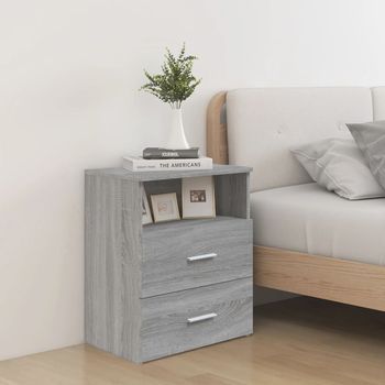 Pack 2 Uds Mesitas De Noche | Mesa Auxiliar | Mesilla Gris Sonoma 50x32x60 Cm