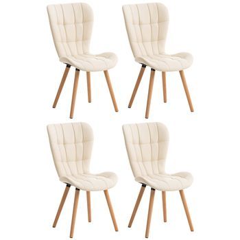 Juego De 4 Silla De Comedor Elda Simil Cuero Crema 63x50x88 Cm Clp