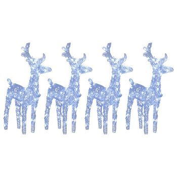 Renos De Navidad 4 Unidades 160 Led Blanco Frío Acrílico Vidaxl