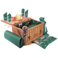 cesta de picnic de mimbre y cuero saint-honore verde para 4 personas