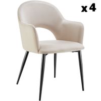 4 sillas de comedor aspecto terciopelo 57 x 615 x 875 cm crema
