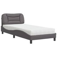 cama con colchon hvar cuero sintetico gris 80x200 cm vidaxl
