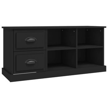 Mueble Tv | Mueble De Salón | Armario Tv Madera Contrachapada Negro 102x35,5x47,5 Cm