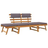 sofa cama  sofa convertible de jardin 2 en 1 con cojin madera maciza acacia 190cm