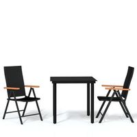 juego de comedor de jardin 3 uds  conjunto mueble jardin mesa y sillas negro