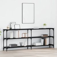mesa consola - mueble para entrada - madera engineered y metal - roble negro 200x29x75cm