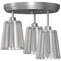 homcom plafon led de techo en vidrio cristal con 3 luces casquillos e27 sin bombilla para salon plateado