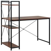 homcom escritorio con estantes de almacenamiento y biblioteca de 120 cm de diseno industrial en madera de nogal   aosom espana