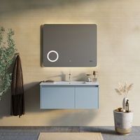 composicion de bano suspendida 100cm celeste mate lavabo de ceramica  monaco