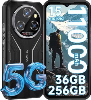 OUKITEL WP55 5G - Teléfono Inteligente Resistente con 36GB+256GB/2TB, Android 15, Batería de 11000mAh, Pantalla FHD+ de 6.6