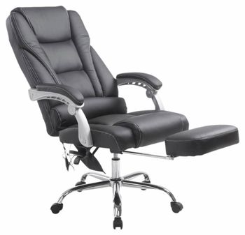 Silla de oficina giratoria regulable en simil cuero negro