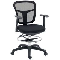 vinsetto silla de dibujo ergonomica de malla giratoria con reposabrazos y reposapies ajustable 59x59x95-115 cm negro   aosom espana