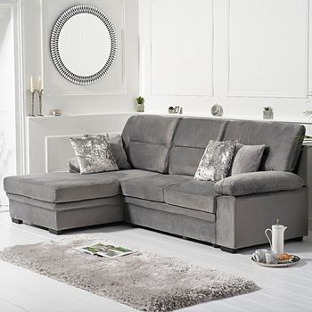 Josephine Grey Velvet Left Hand Facing Corner Sofa Bed