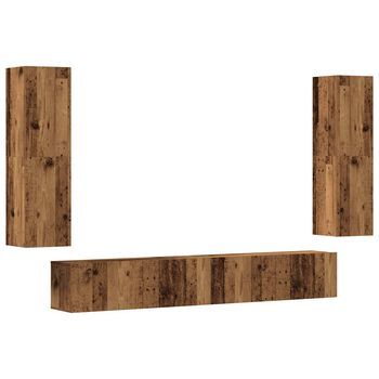 Muebles De Tv De Pared 4 Uds Madera Vieja Madera De Ingeniería