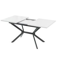 mesa de comedor extensible blanca 120160x80cm - mesa de comedor rectangular blanca - 6 plazas