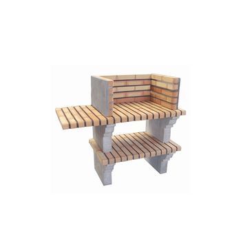Bbq Minus - Barbacoa Con 1 Balda, Sin Chimenea, Construido Con Ladrillo Y Cemento Refractario - 128x57x108cm