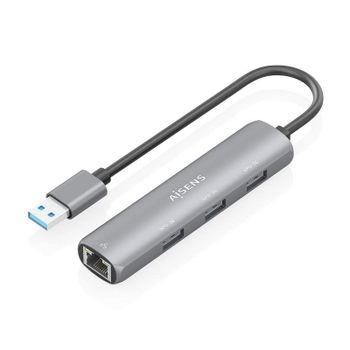 Base para portátil Aisens ASUC-4P034-GR USB-A Ethernet Gigabit Hub 3xUSB Gris 15cm
