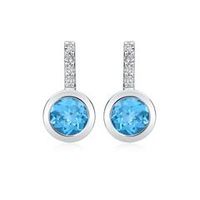 14 quilates pendientes 2 topacios 8 diamantes