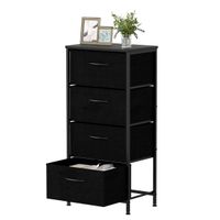 costway comoda de 4 cajones torre de almacenaje de tela con tapa de madera asas de facil tiro y estructura de metal resistente unidad negro