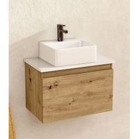 mueble bano suspendido 495cm robleblanco lavabo cuadrado bellobath