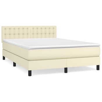 Cama Tapizada 193x144x88 Cm Vinilo - Crema