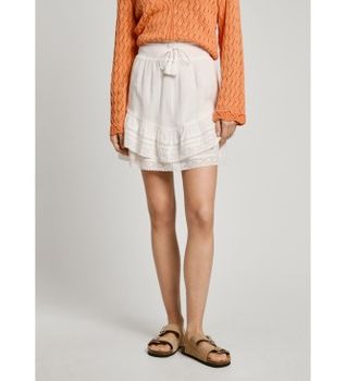 Pepe Jeans para mujer. PL901188 Falda Elena corta (L), Blanco, Casual, Algodón