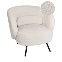 sillon sala de estar respaldo curvo diseno glamuroso patas negras tapizado boucle blanco makela