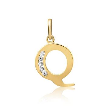 8k colgante letra q de oro con circonita