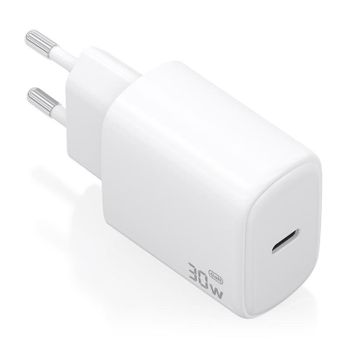 Cargador Aisens A110-0975 GaN 30W USB-C PD3.0 carga rápida blanco