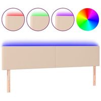 cabecero cama  panel de cabecera con led cuero sintetico color capuchino 200x5x7888 cm