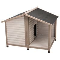 trixie natura log cabin with porch dog kennel - size s 82 x 100 x 90 cm l x w x h grey