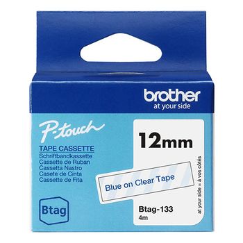 Brother Btag-133 cinta no laminada azul sobre transparente 12 mm (original)