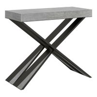 consola extensible 90x40300 cm efecto madera gris cemento y hierro