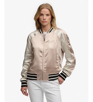 Superdry para mujer. W5012091A Chaqueta Suikajan Embroidered taupe (XL), Casual, Poliéster