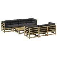 set de sofas jardin 8 piezas con cojines madera pino impregnada
