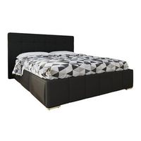cama florence 101 doble negro cuero ecologico somieres 158x216x105cm