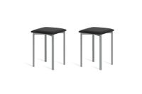 pack 2 taburetes 45 cm  asiento negro estructura gris