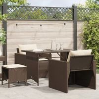 conjunto de sofas de jardin 4 uds  mueble jardin mesa y sillas y cojines ratan sintetico marron cfw233723