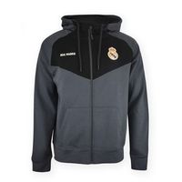 sudadera real madrid adulto hoodie gris con capucha