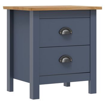 Mesita De Noche - Mueble Para Dormitorio - Madera De Pino - Gris Y Marrón (46x35x49.5cm)
