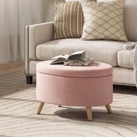 banco de almacenaje de terciopelo caucho homcom 71x515x42 cm-rosa