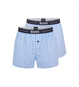 BOSS para hombre. 50480056 Pack 2 short pijama logo cintura azul, rayas azul (L), Homewear, Algodón