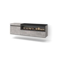 mueble tv television muebles de salon almacenaje 150x45x35cm para tv hasta 65 chimenea electrica colgado suspendido estilo moderno cemento