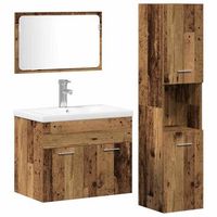 juego de muebles de bano  armario de bano 4 piezas marron madera de ingenieria