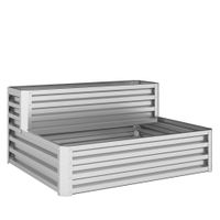outsunny jardinera exterior de acero galvanizado con diseno de escalera base abierta para cultivos plantas 120x101x58 cm plata