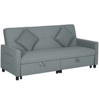 homcom sofa cama sofa de 3 plazas ajustable con funcion cama sofa cama con cama extraible cojines gris